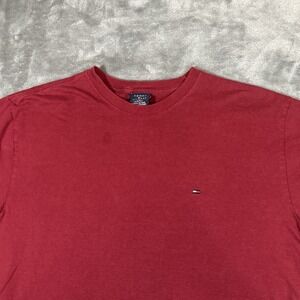 Tommy Hilfiger Core Flag Crew Neck T-Shirt Men's L  Maroon Burgundy Crimson